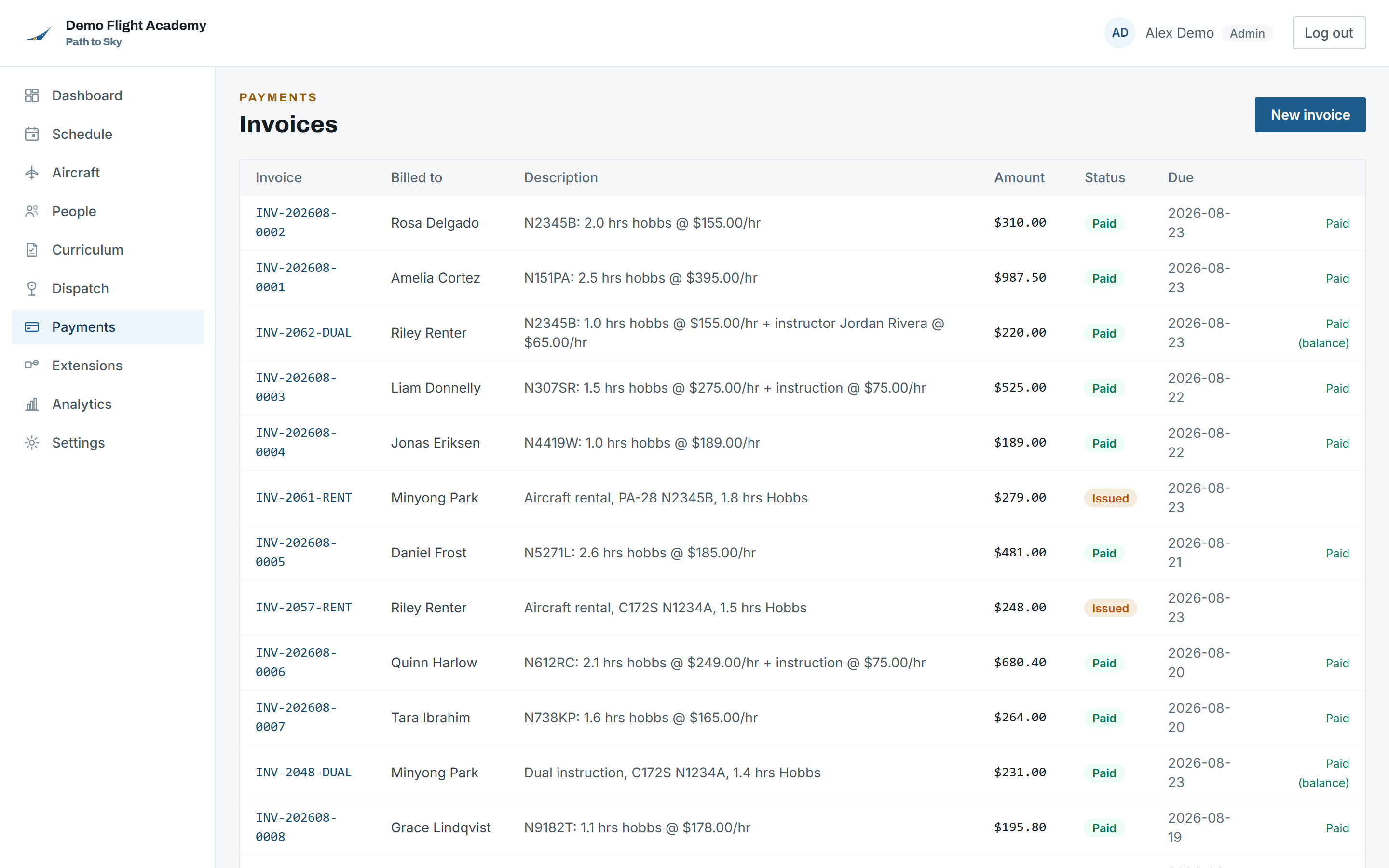 Path to Sky payments screen
